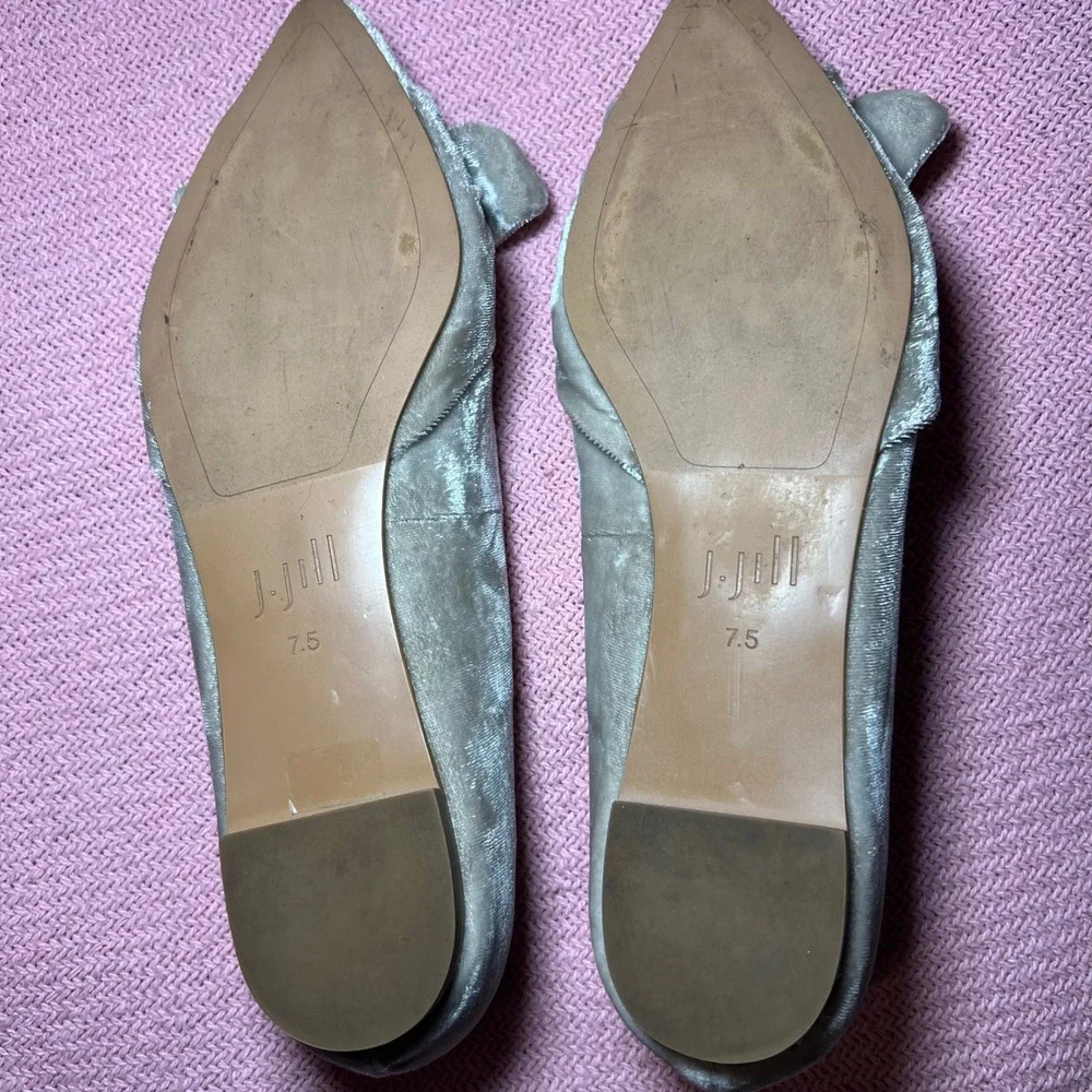 J. Jill Womens Velvet Pointed Toe Bow Ballet Flats Champagne‎ Taupe Size 7.5